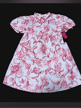 MSK Pink Floral Button-Front Casual Dress